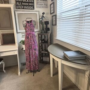 INC International Concepts Pink Paisley Halter Maxi Dress